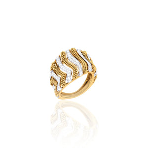 925 Silver Wave Pattern CZ Rose Gold Women’s Ring