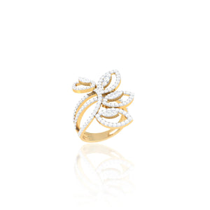 925 Silver Floral Open Leaf CZ Rose Gold Women’s Ring