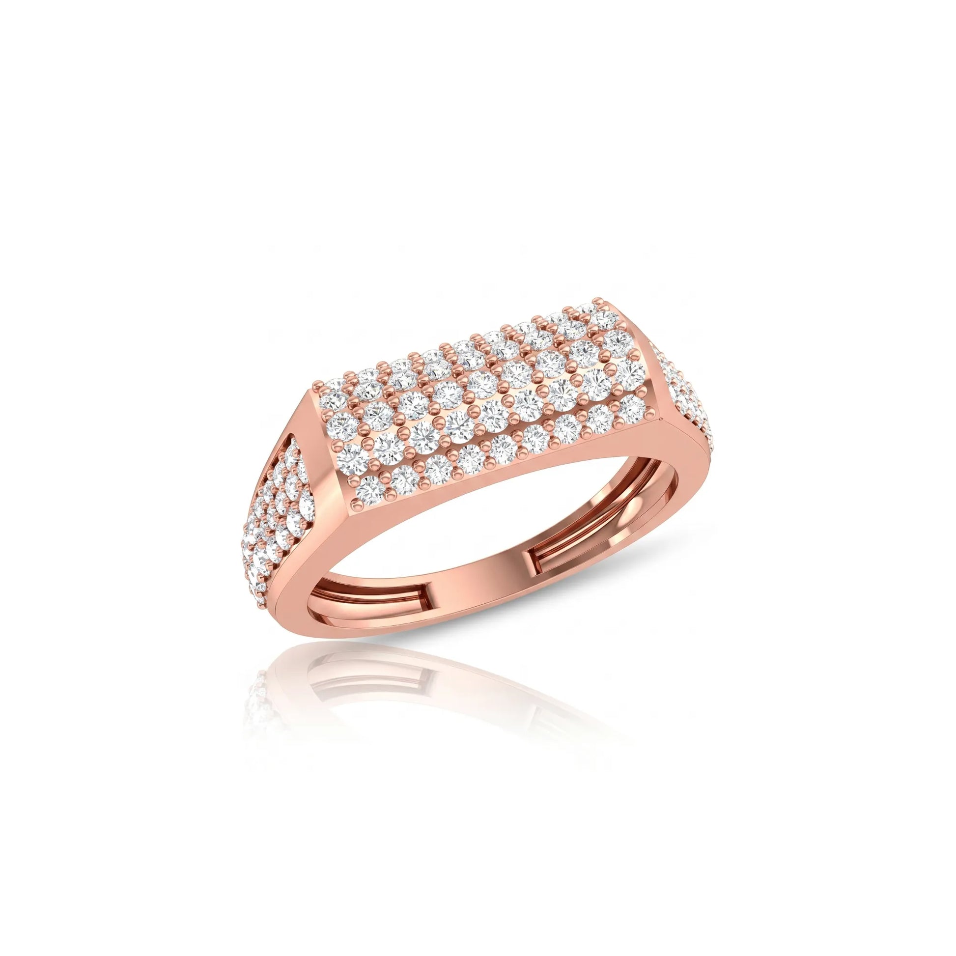 925 sterling silver diamond studded ring for men rectangular design
