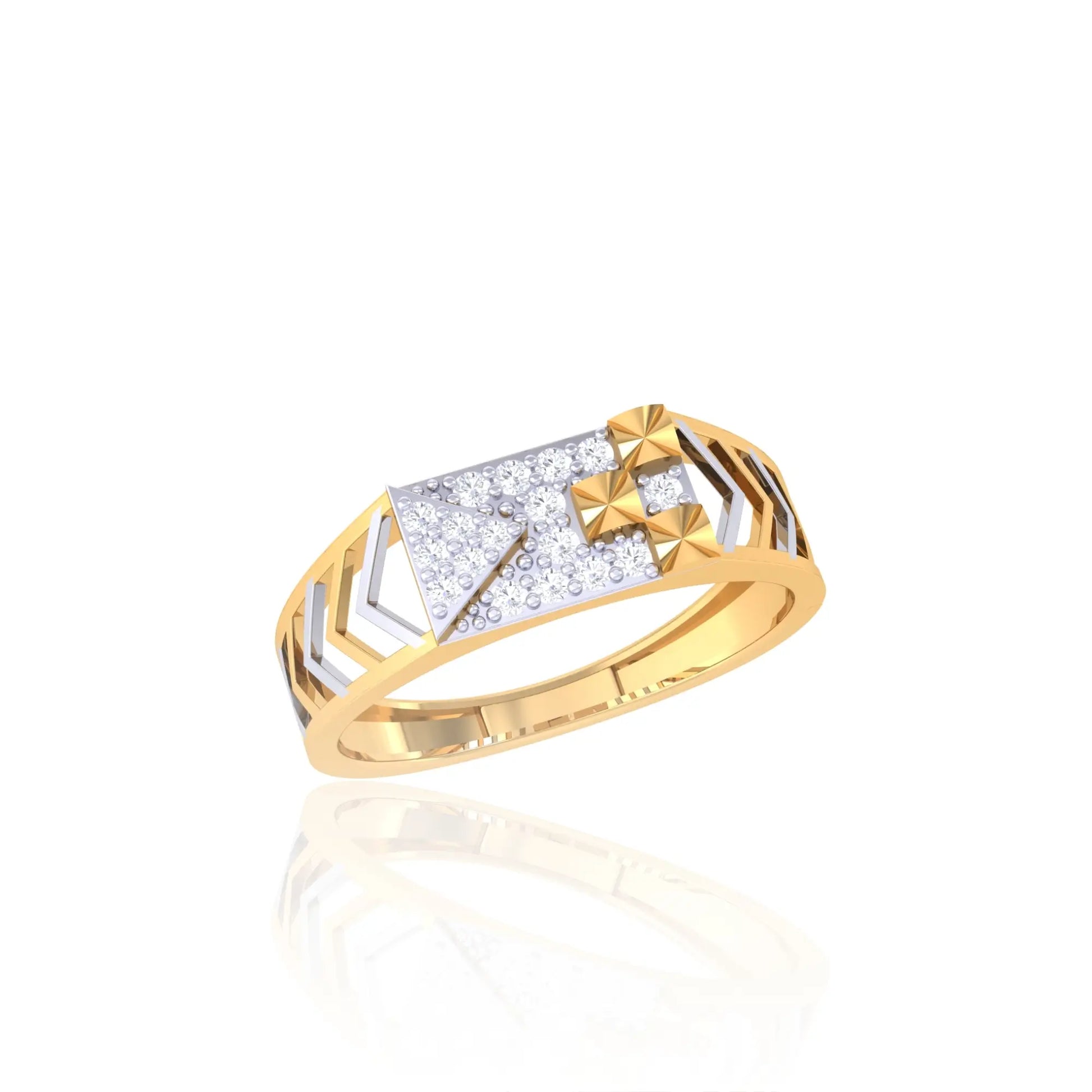 925 Silver Geometric Crystal Embellished Ring