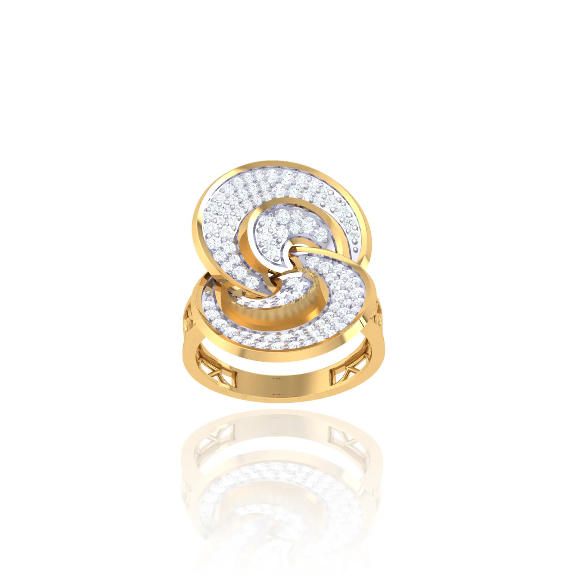 925 Silver Circular Rose Gold & Diamond Design Ring for Women