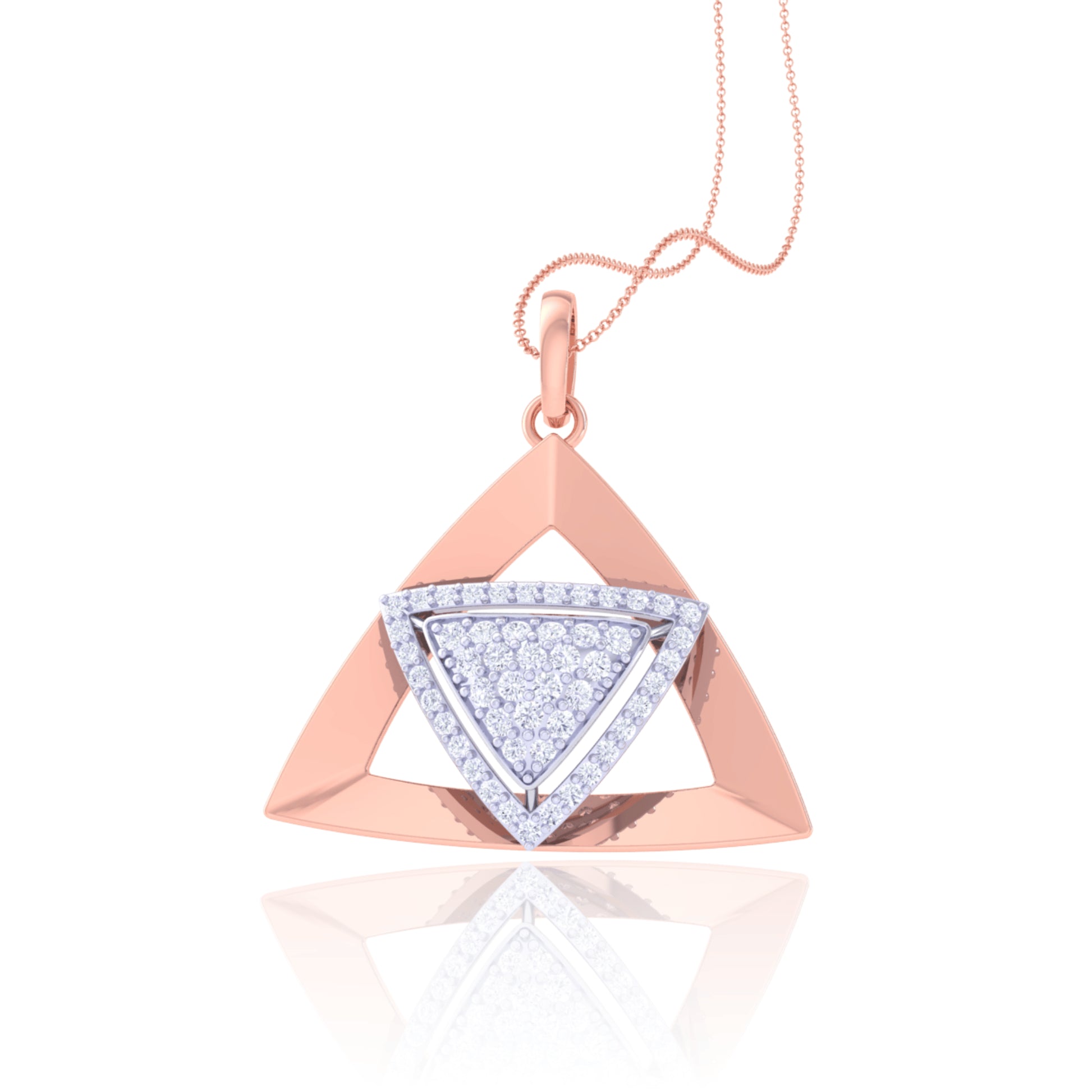 925 Silver Triangle Pendant & Chain for Women