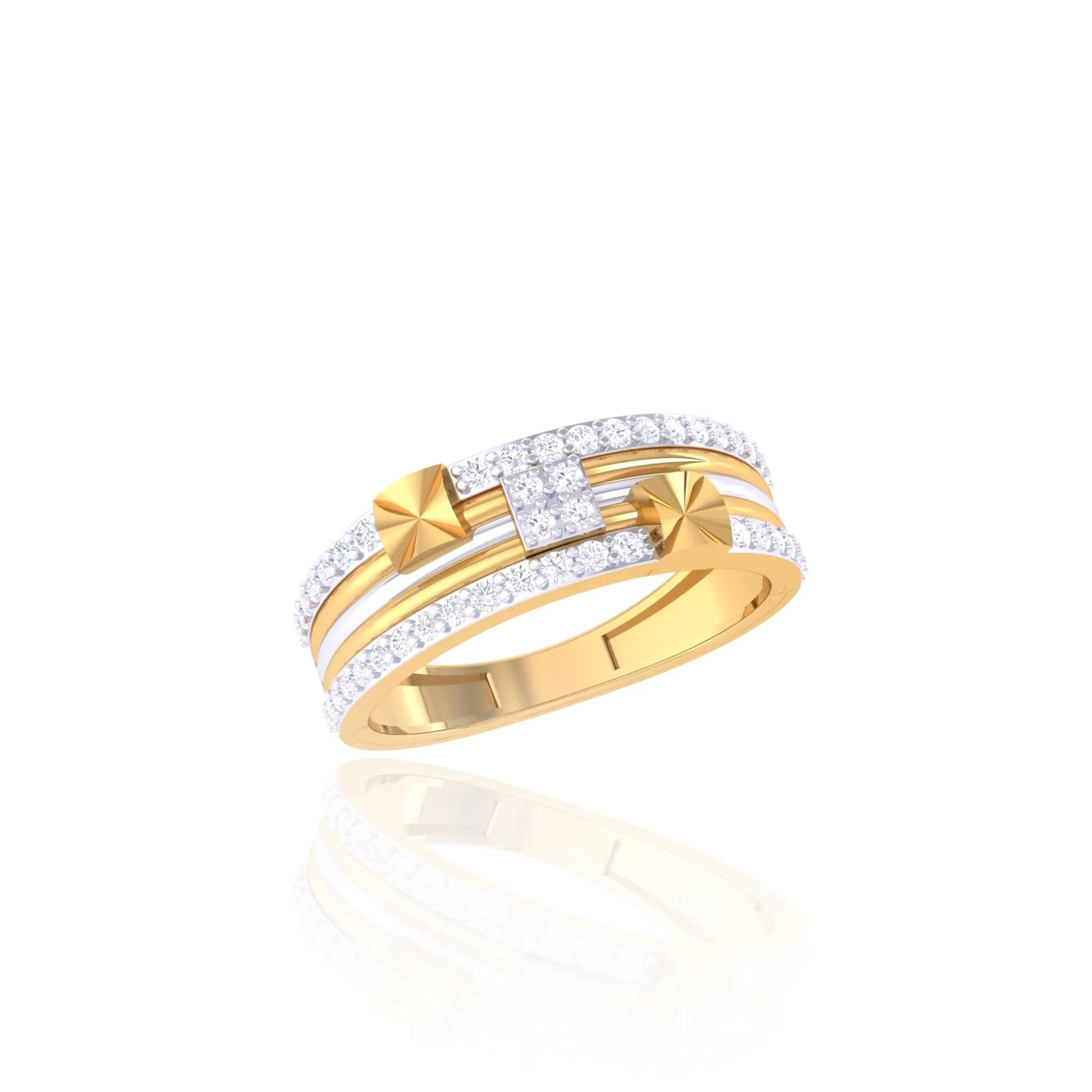 925 Silver Multi-Band Crystal Studded Ring