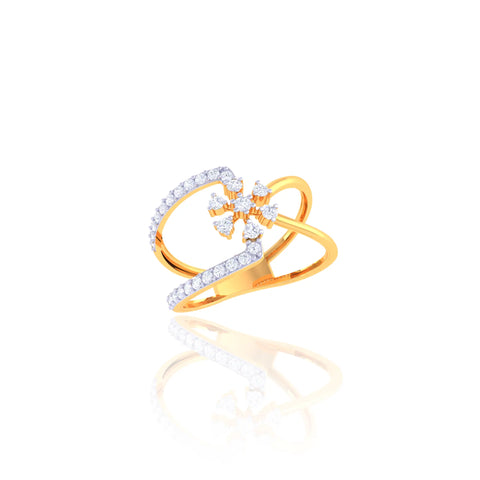 92.5 Sterling Silver Floral Design Ring with CZ Stones