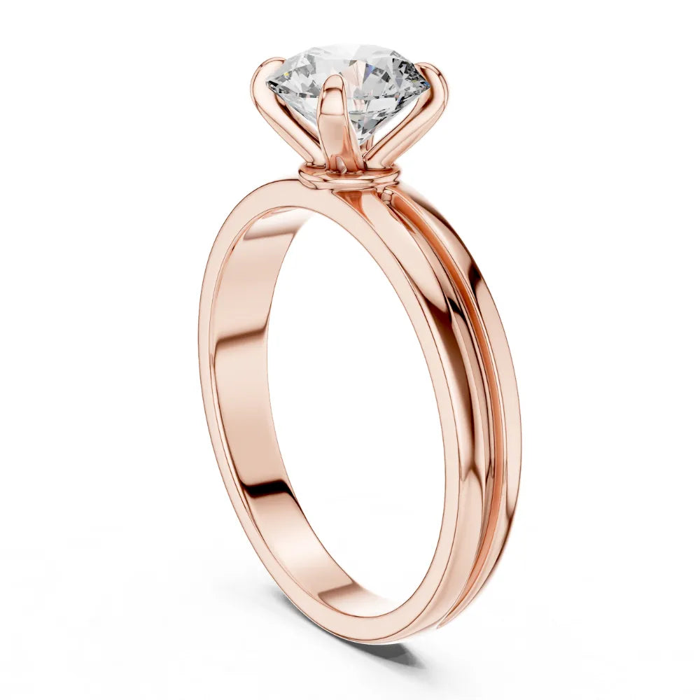 Elegant Grooved Solitaire Ring in 925 Sterling Silver | ORYNIO