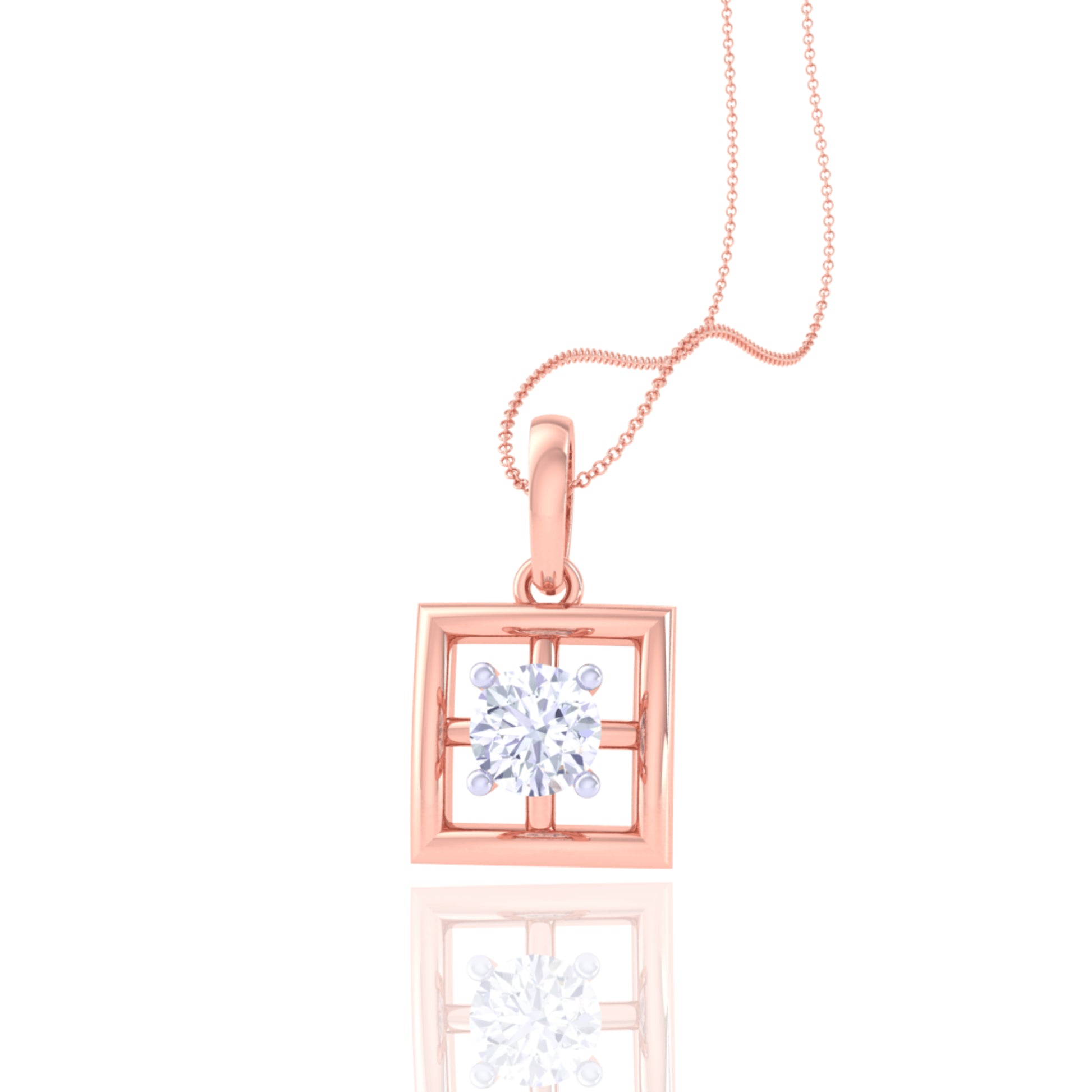 925 Silver Square Design Women's Chain & Pendant