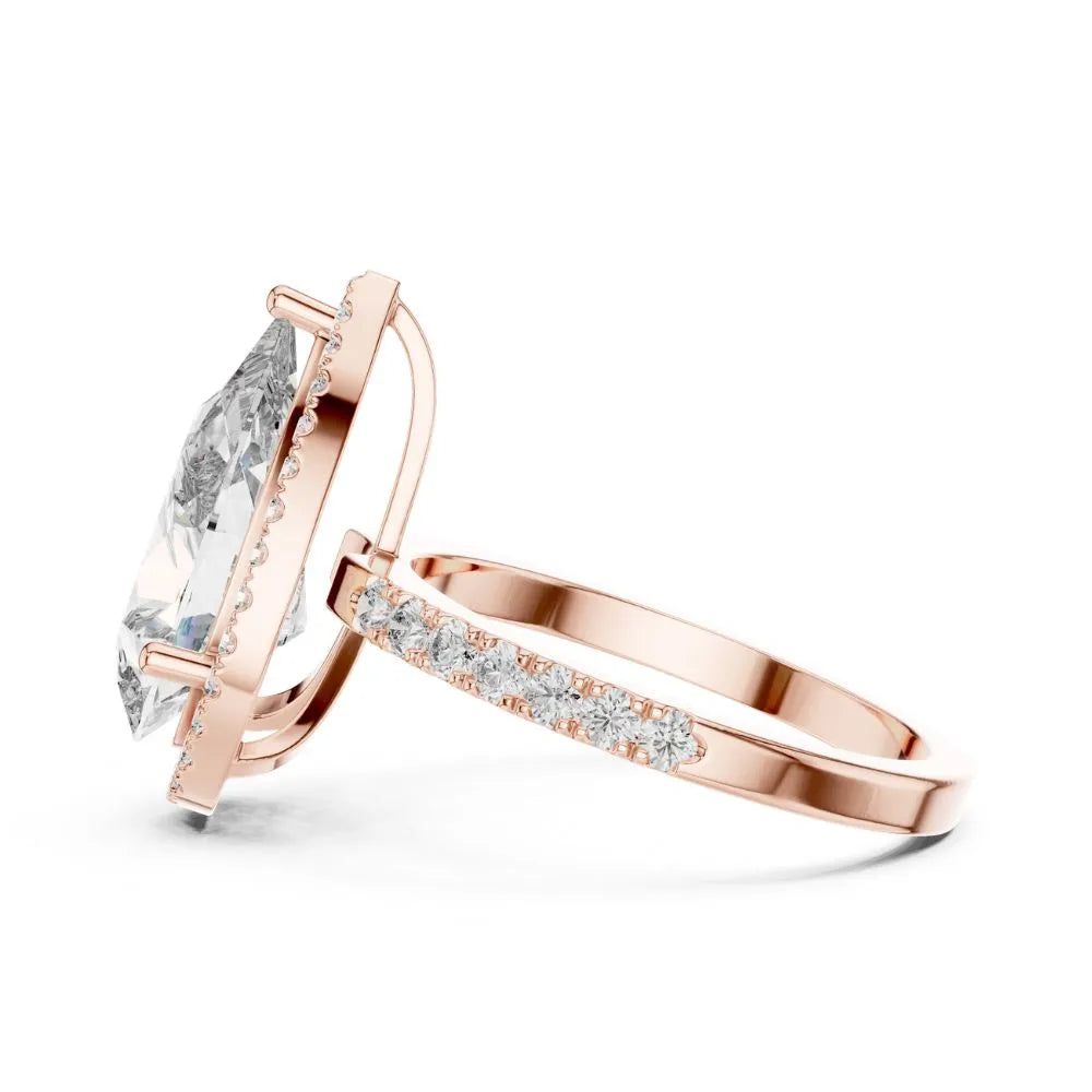 Orynio ORYNIO Eterna Pear Halo Engagement Ring in 925 Sterling Silver 92.5 silver jewellery