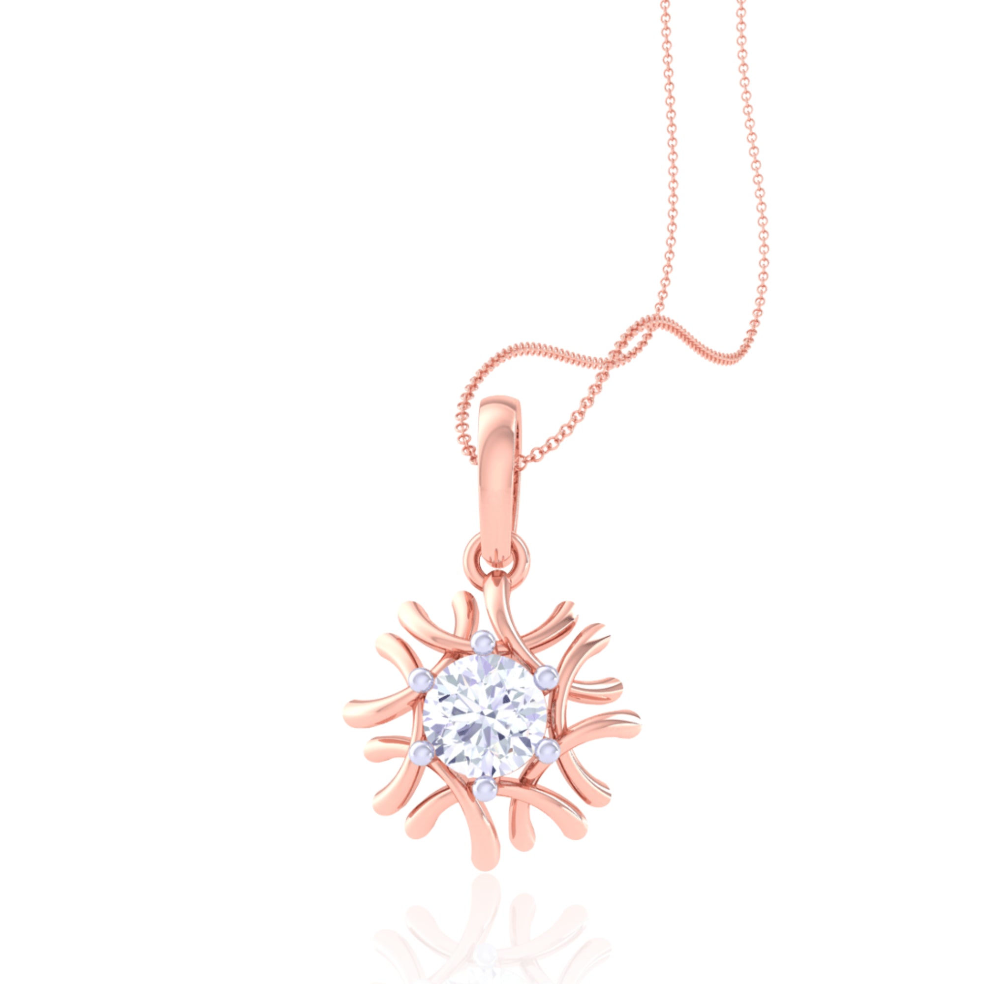 925 Silver Floral Solitaire Pendant & Chain for Women