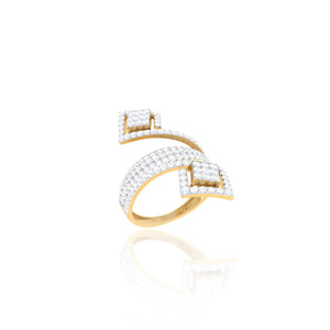 925 Silver Double Square CZ Rose Gold Women’s Ring