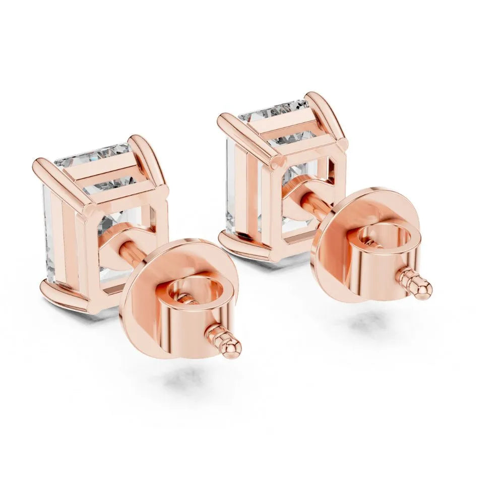 ORYNIO Emerald Cut Solitaire Stud Earrings in 925 Sterling Silver