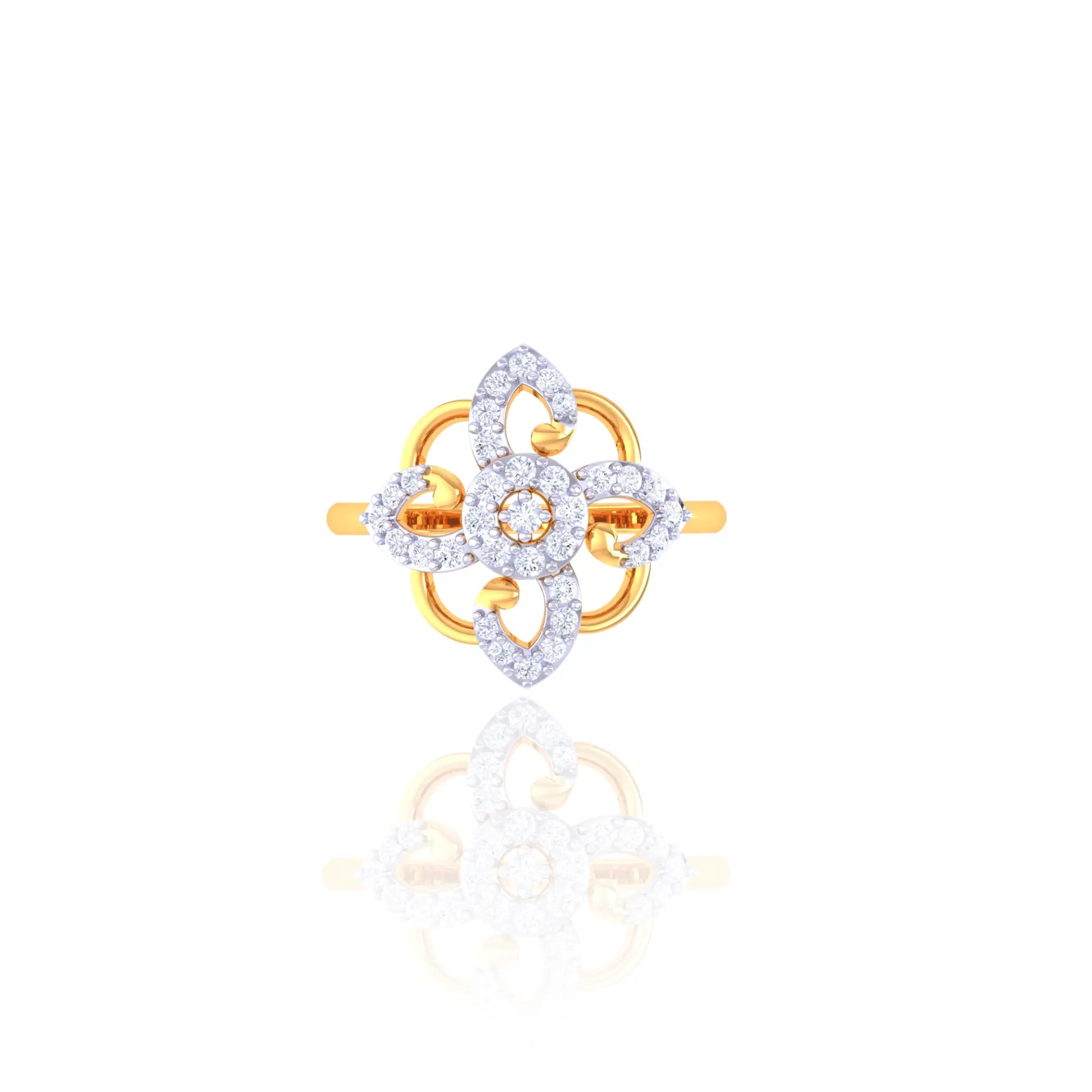 Sterling Silver Floral Design Ring with CZ Stones