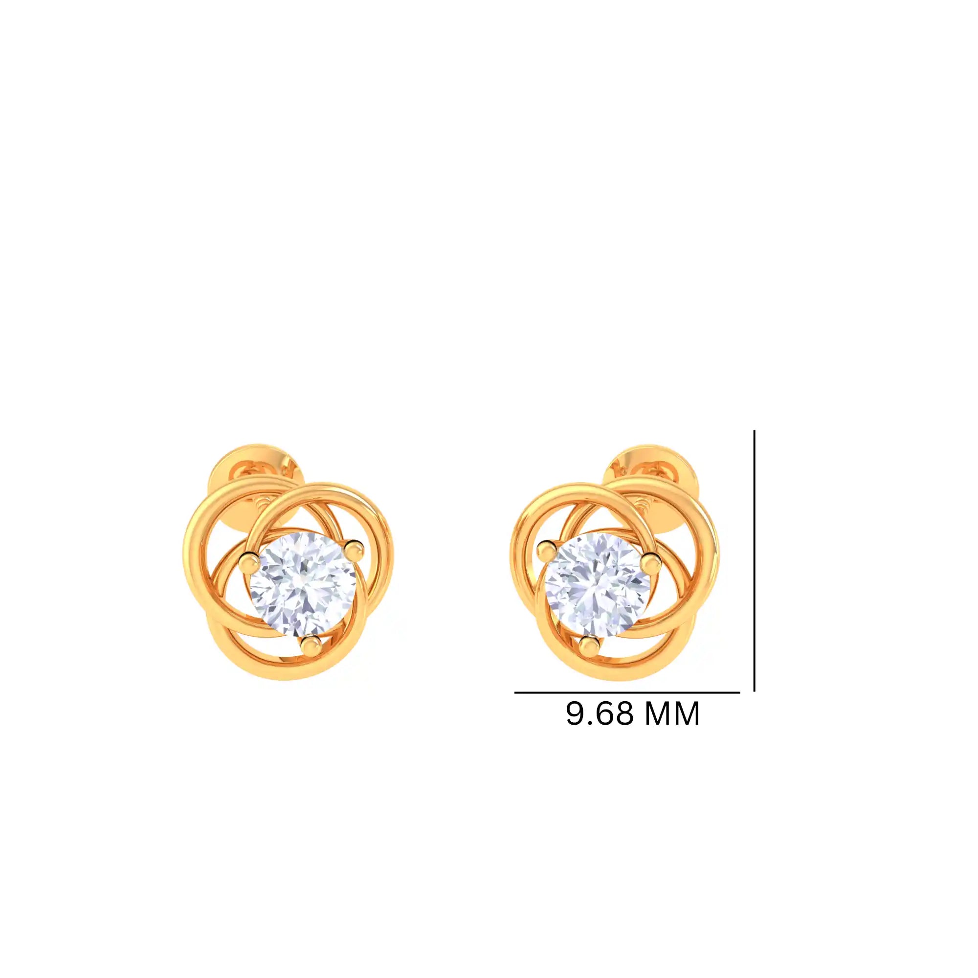 Elegant Golden Diamond Stud Earrings - Intertwined Design