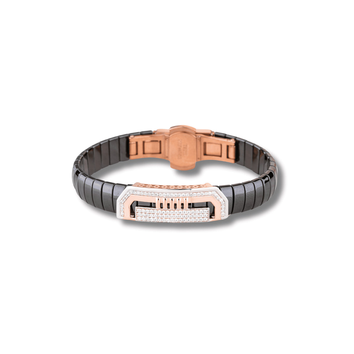 925 Silver Rose Gold Men's Ceramic Bracelet – Luxurious