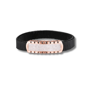 Orynio 925 Silver Full Diamond Design Rose Gold Pleating Men's Spring Bracelet 92.5 silver jewellery