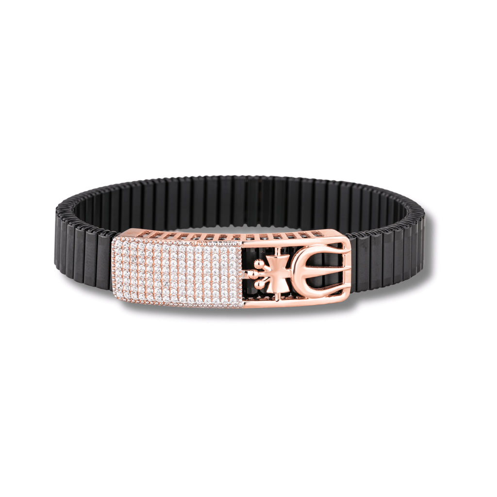 925 Silver Trishul Design Rose Gold Plated Men's Rolex Bracelet
