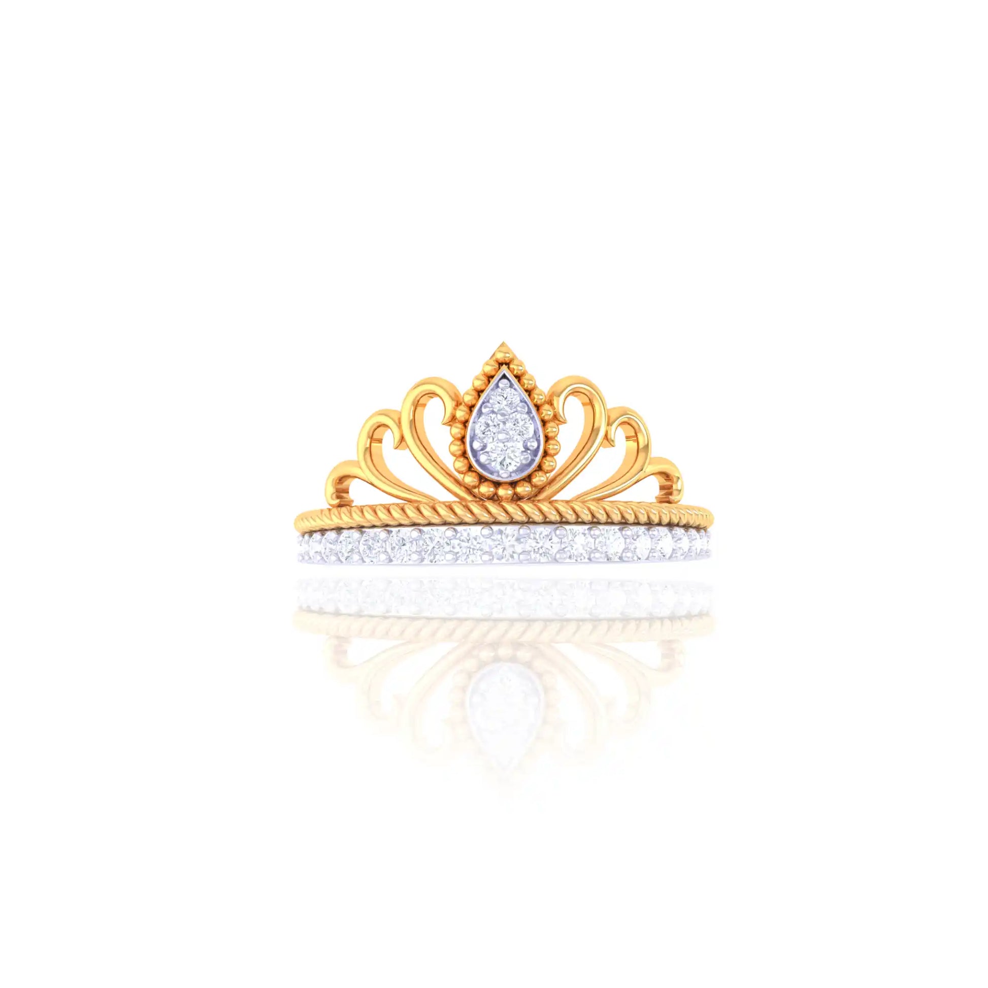 92.5 Sterling Silver Teardrop Crown Ring