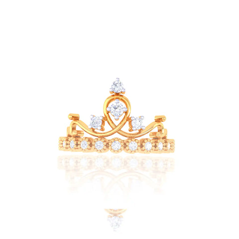 92.5 Sterling Silver Elegant Heart Crown Ring