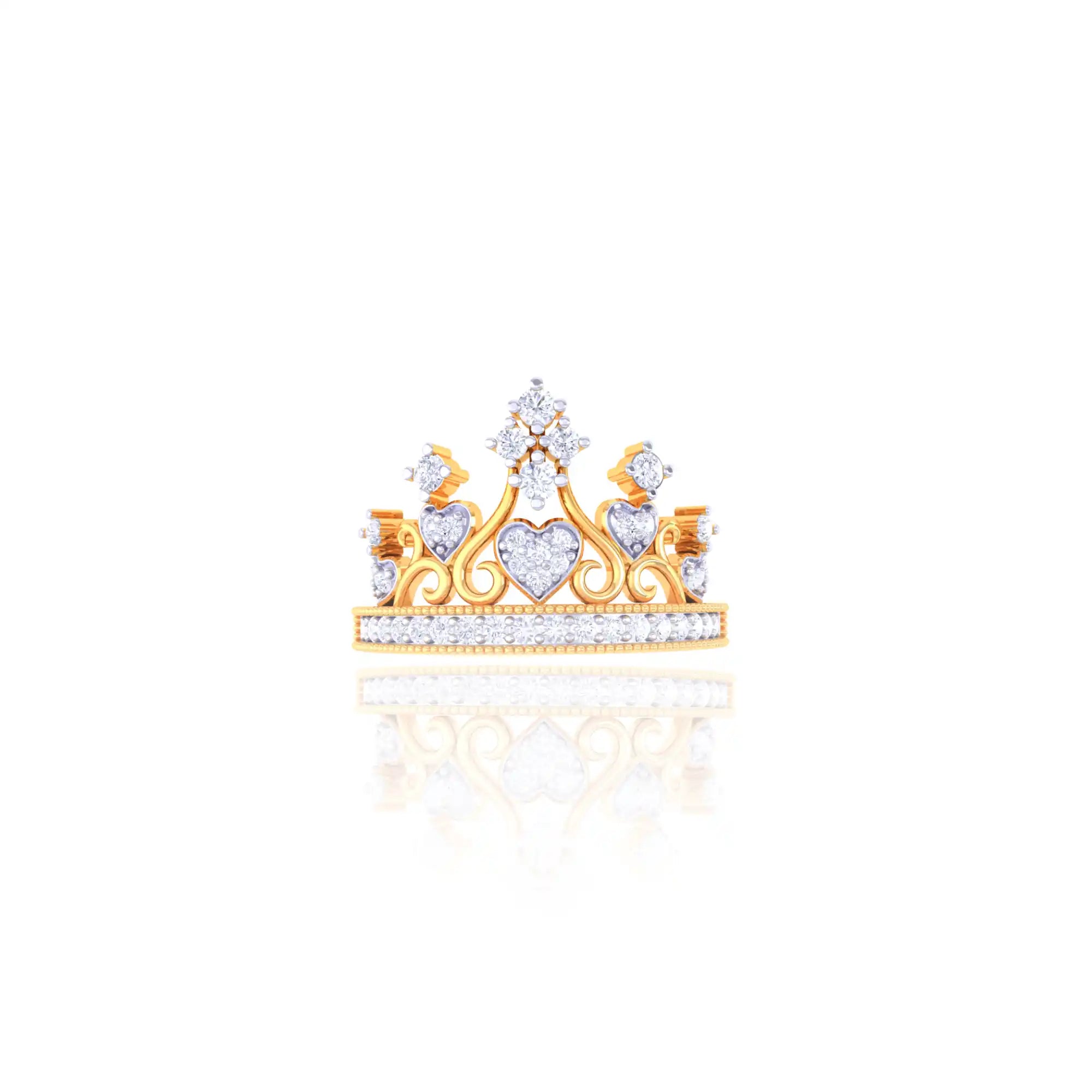 92.5 Sterling Silver Heart Crown Ring 