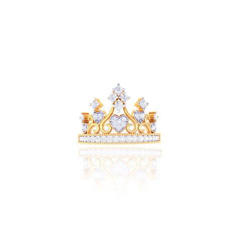 92.5 Sterling Silver Heart Crown Ring 