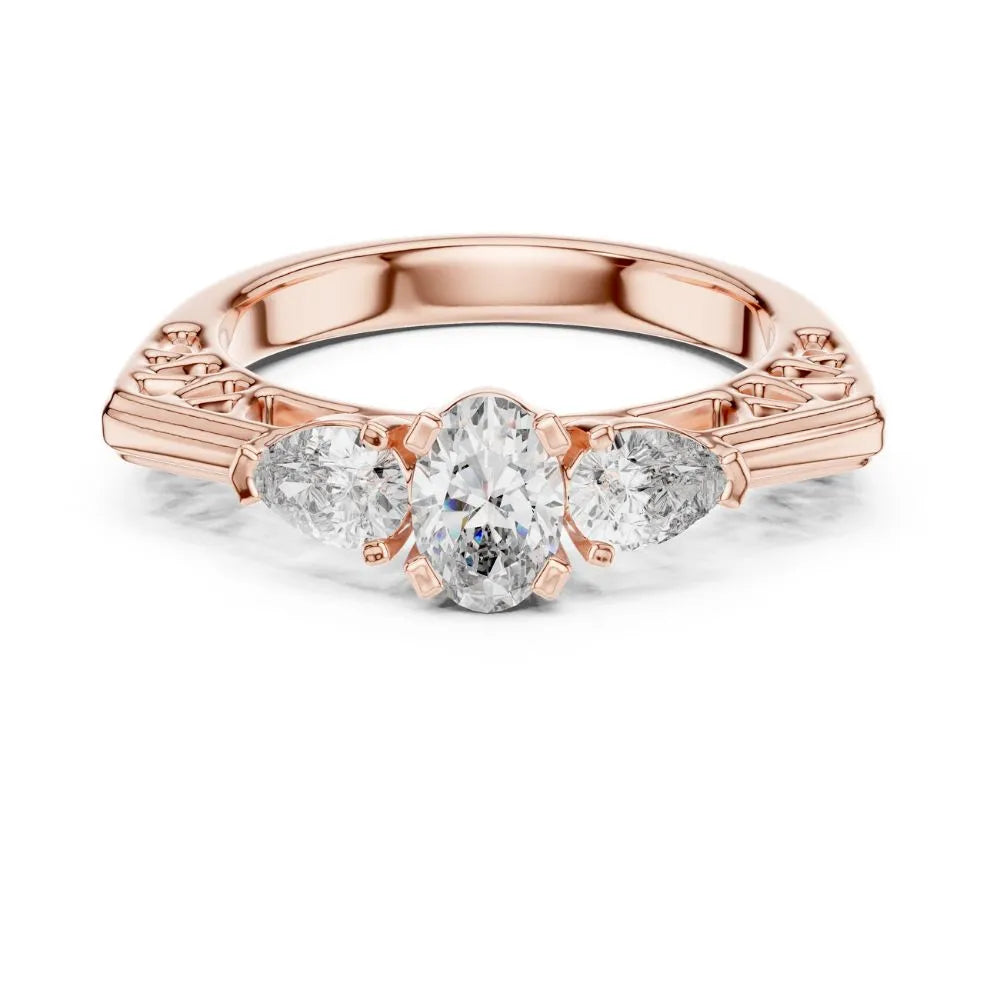 Orynio ORYNIO Elara Vintage Three Stone Ring in 925 Sterling Silver 92.5 silver jewellery