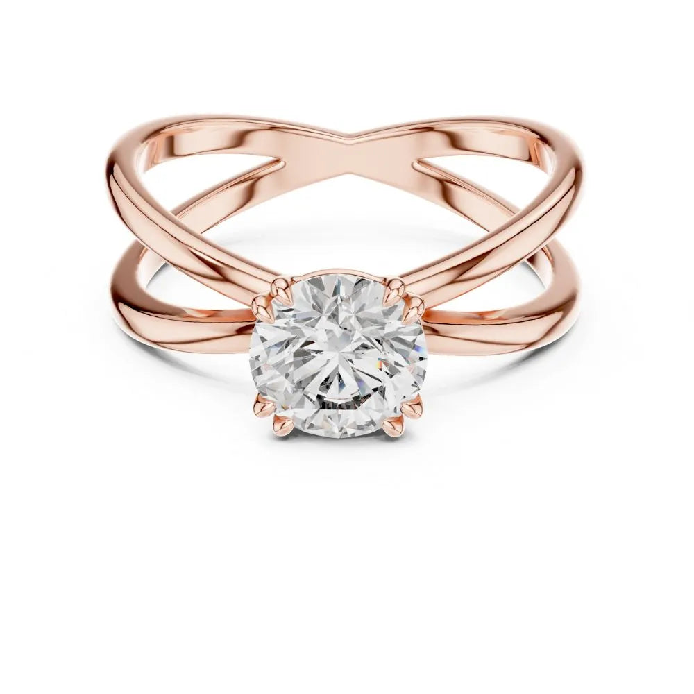 Criss Cross Solitaire Ring in 925 Sterling Silver | ORYNIO