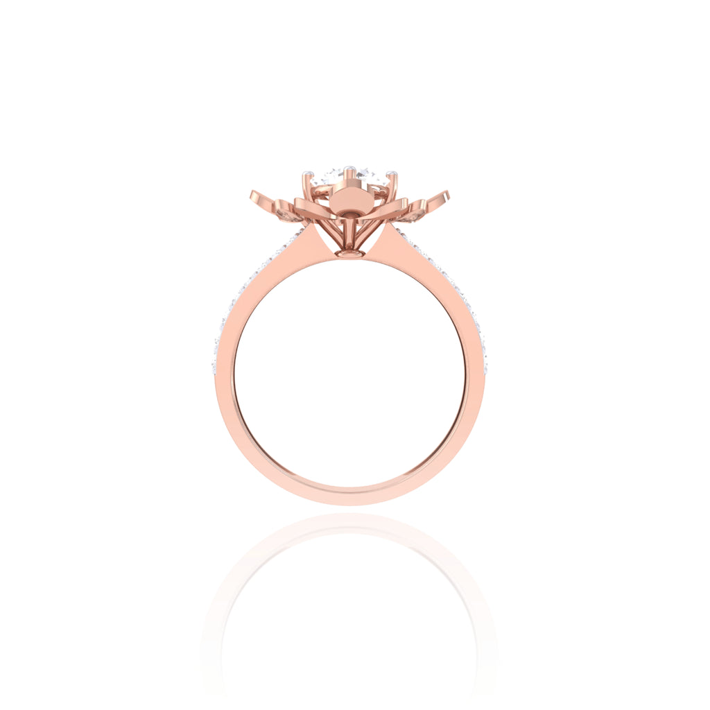 925 Silver Flower Design Two-Tone Solitaire Ring for Women
