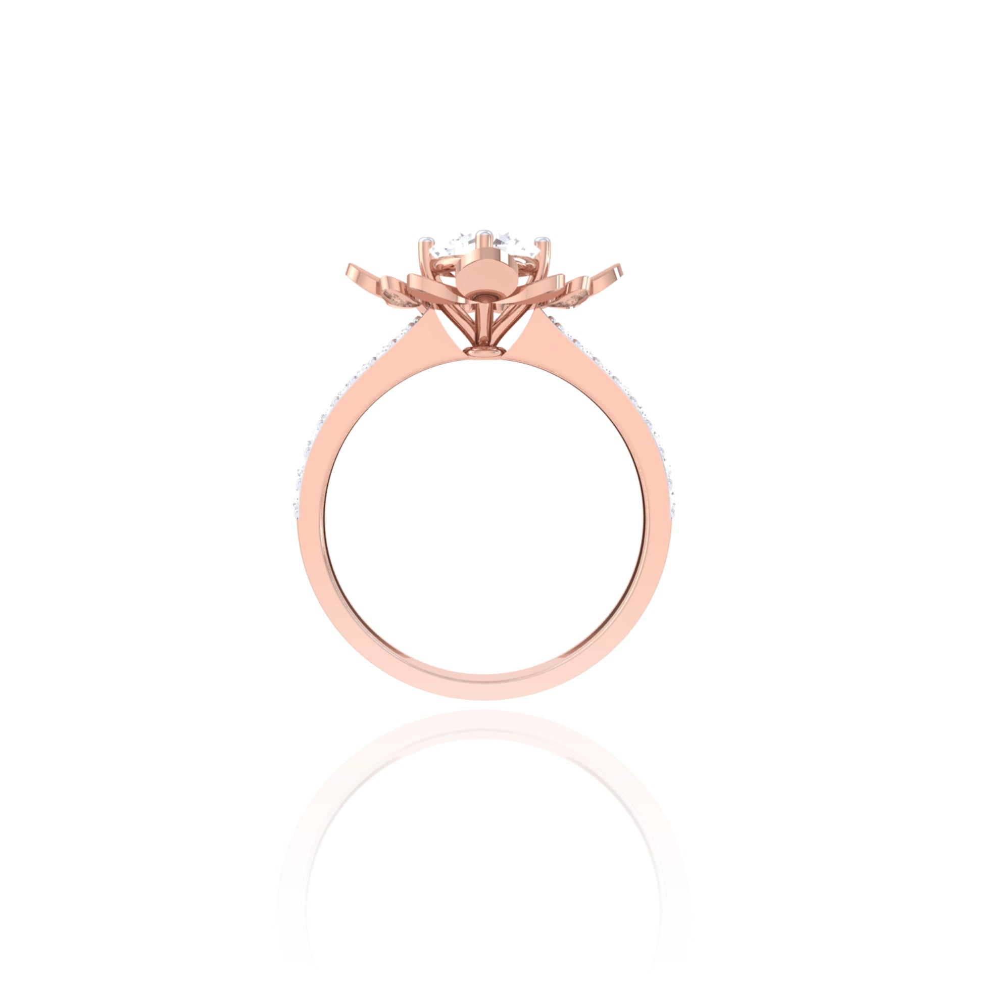 925 Silver Flower Design Two-Tone Solitaire Ring for Women