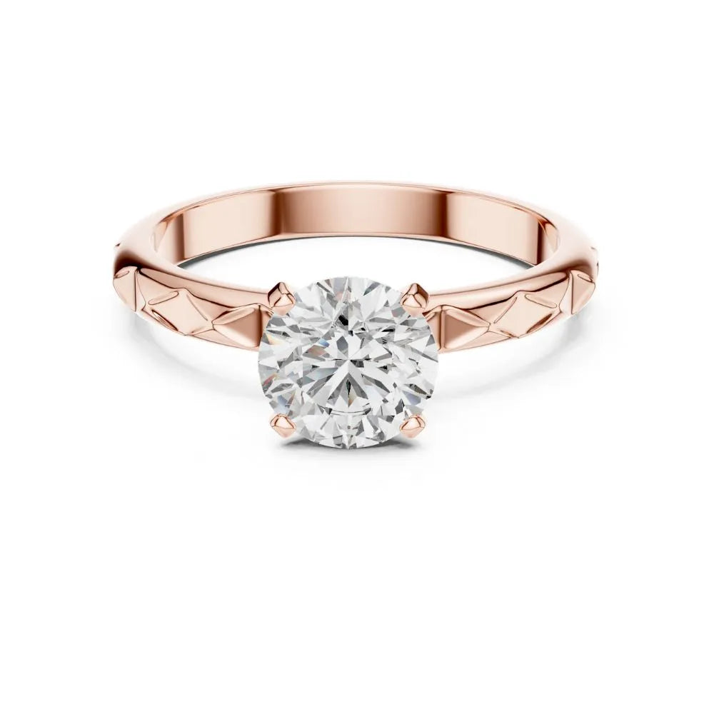 Textured Solitaire Ring in 925 Sterling Silver | ORYNIO