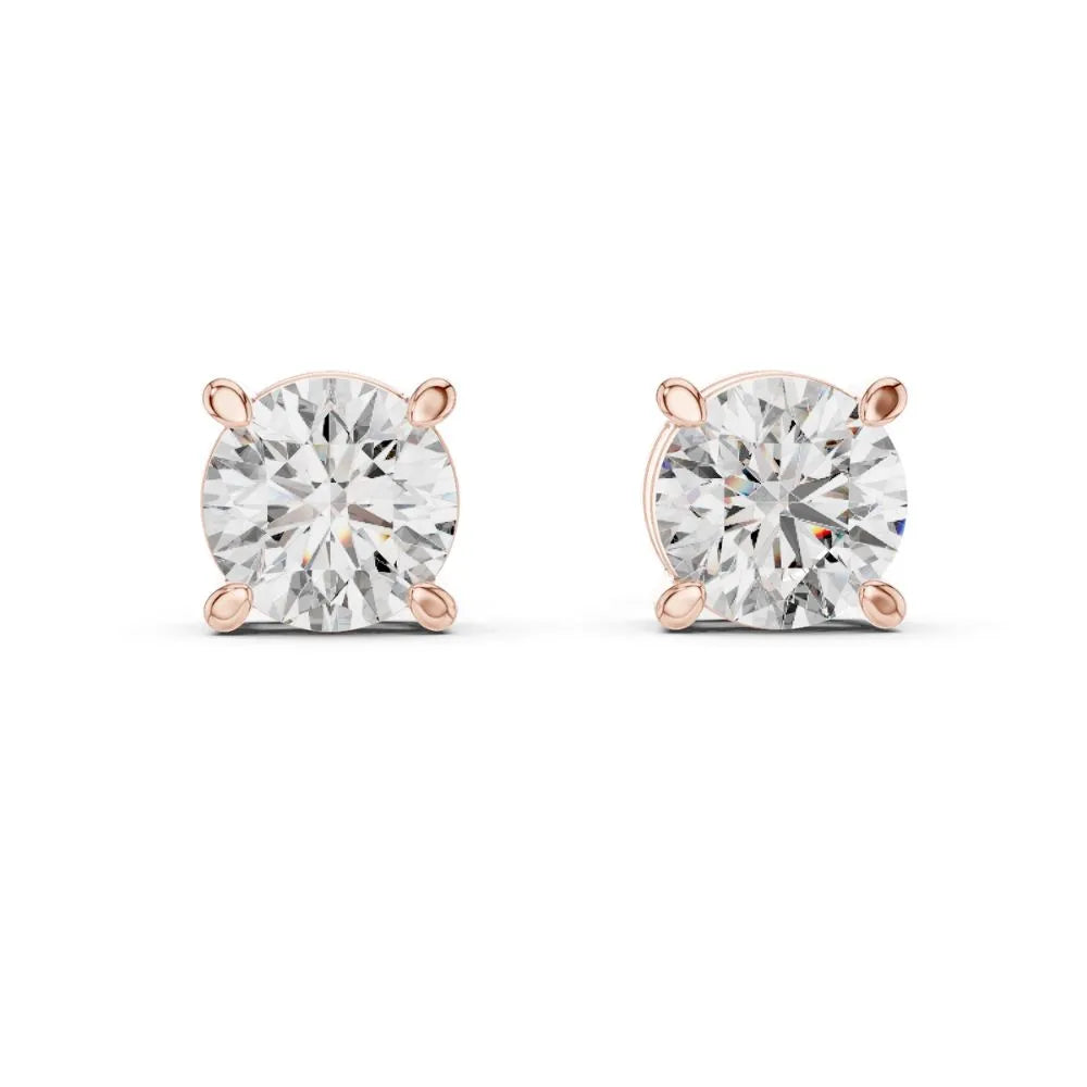 ORYNIO Classic Round Four-Prong Solitaire Stud Earrings in 925 Sterling Silver
