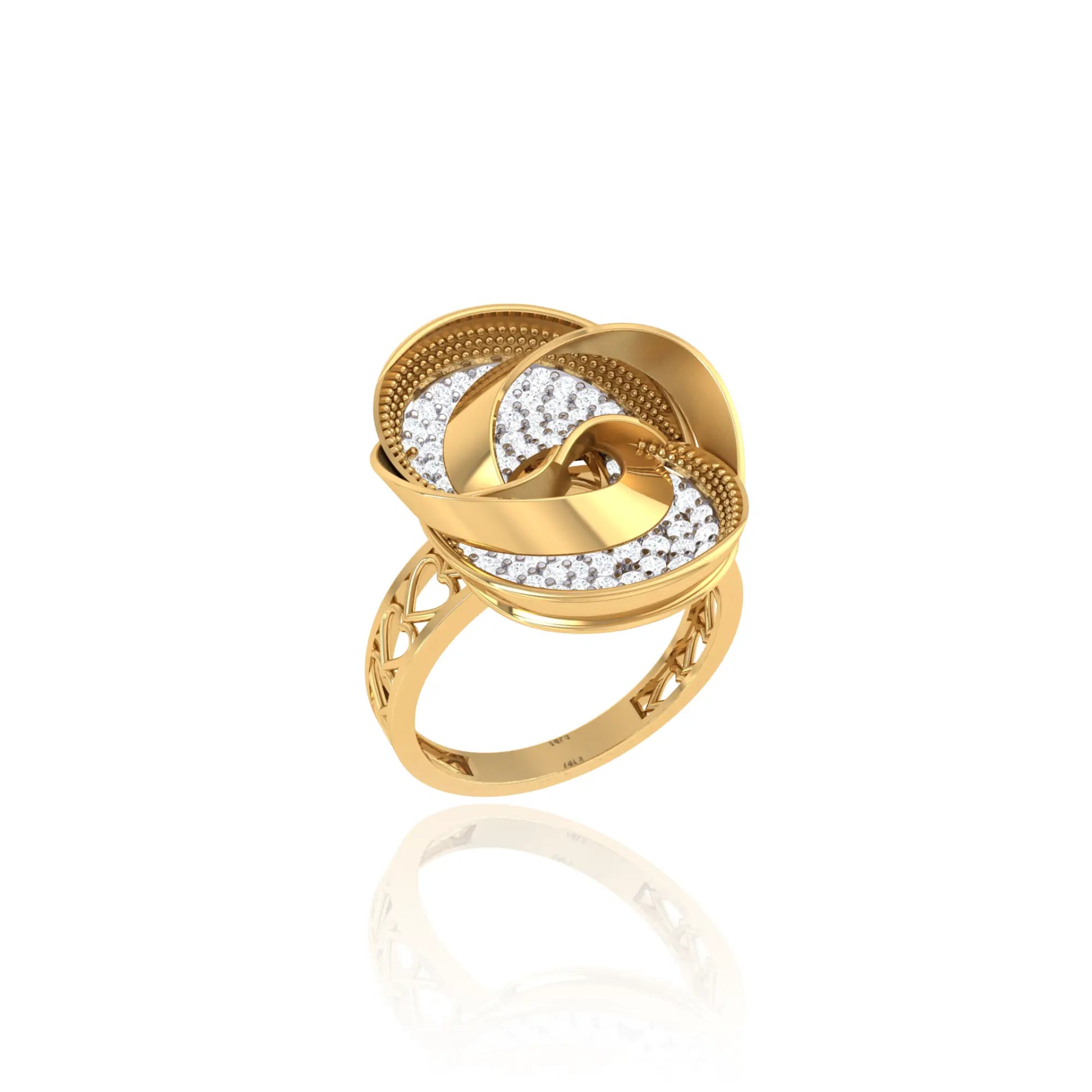 925 Silver Dual Tone Twisted Loop Diamond Ring for Women