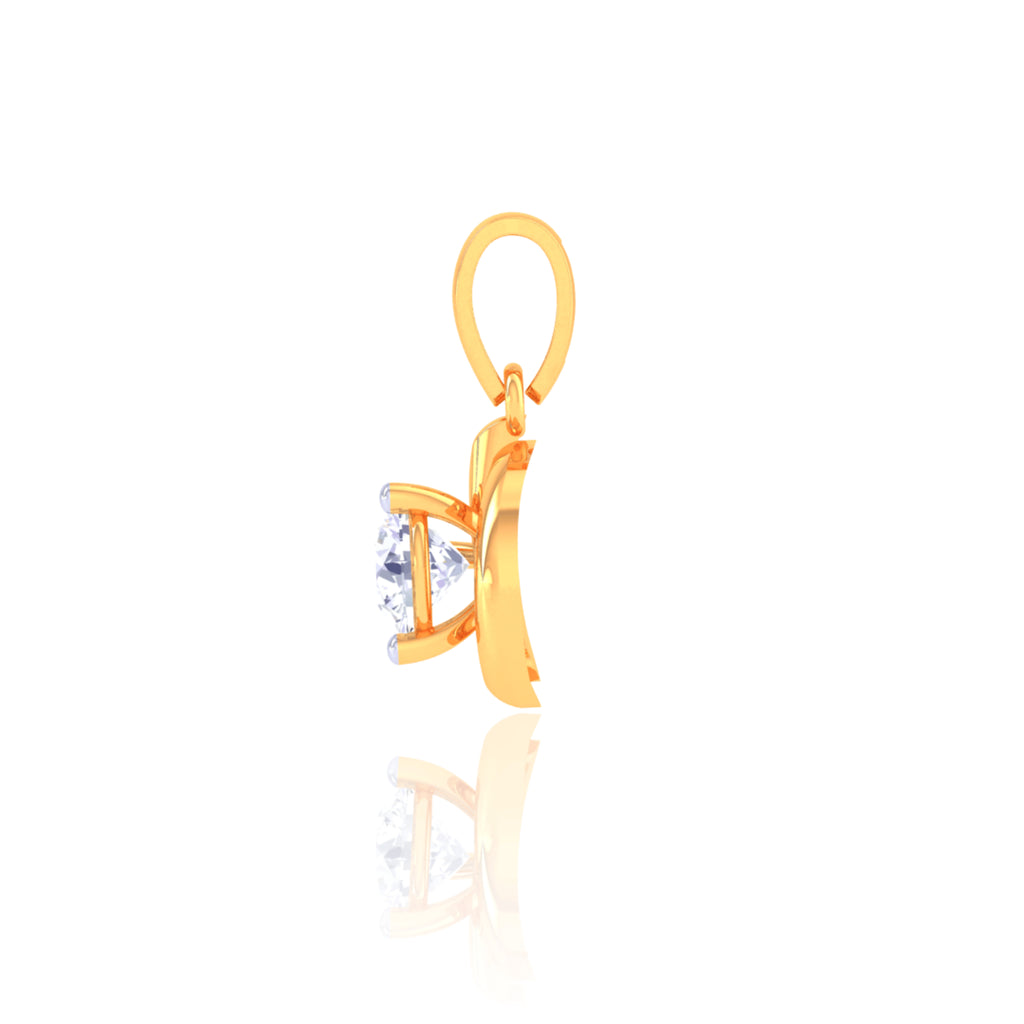 925 Silver Round Solitaire Pendant & Chain for Women