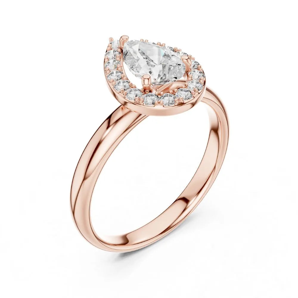 Orynio ORYNIO Lumina Halo Pear Sterling Silver Engagement Ring 92.5 silver jewellery