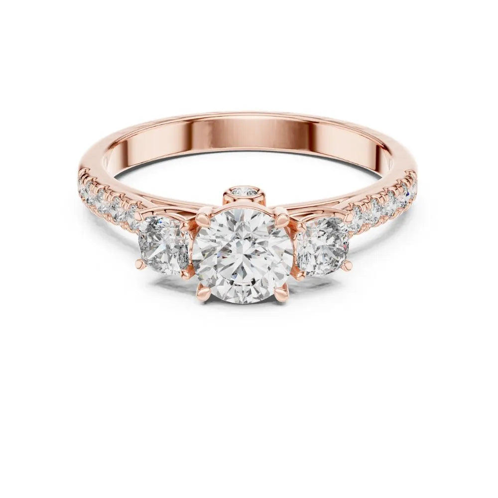 Orynio ORYNIO Radiance Three Stone Pavé Ring in 925 Sterling Silver 92.5 silver jewellery