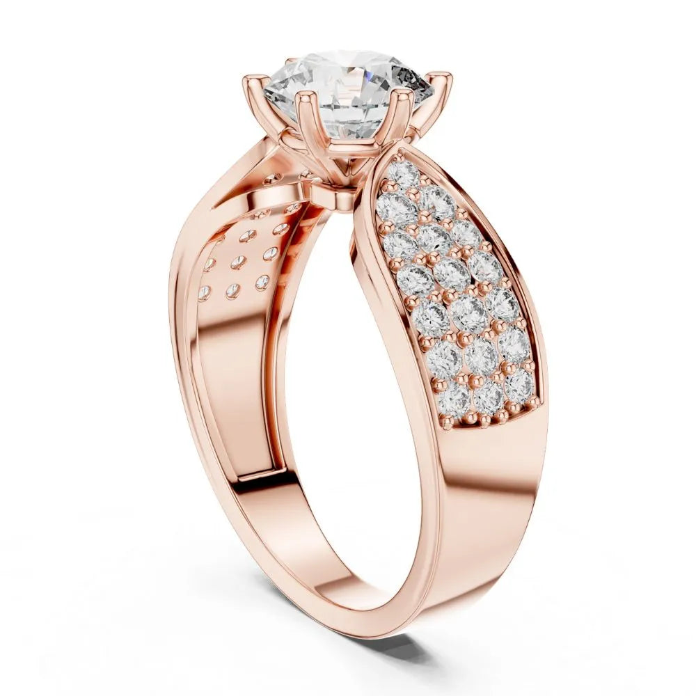 Orynio ORYNIO Regal Brilliance Solitaire Pave Sterling Silver Ring 92.5 silver jewellery