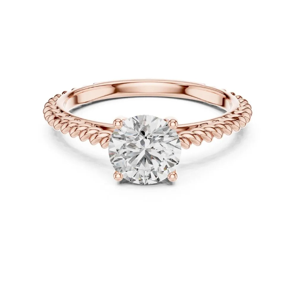 Vintage Rope Solitaire Ring in 925 Sterling Silver | ORYNIO