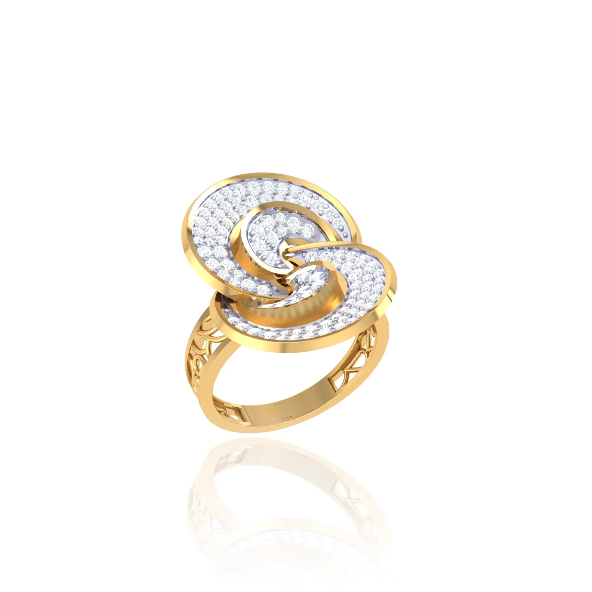925 Silver Circular Rose Gold & Diamond Design Ring for Women