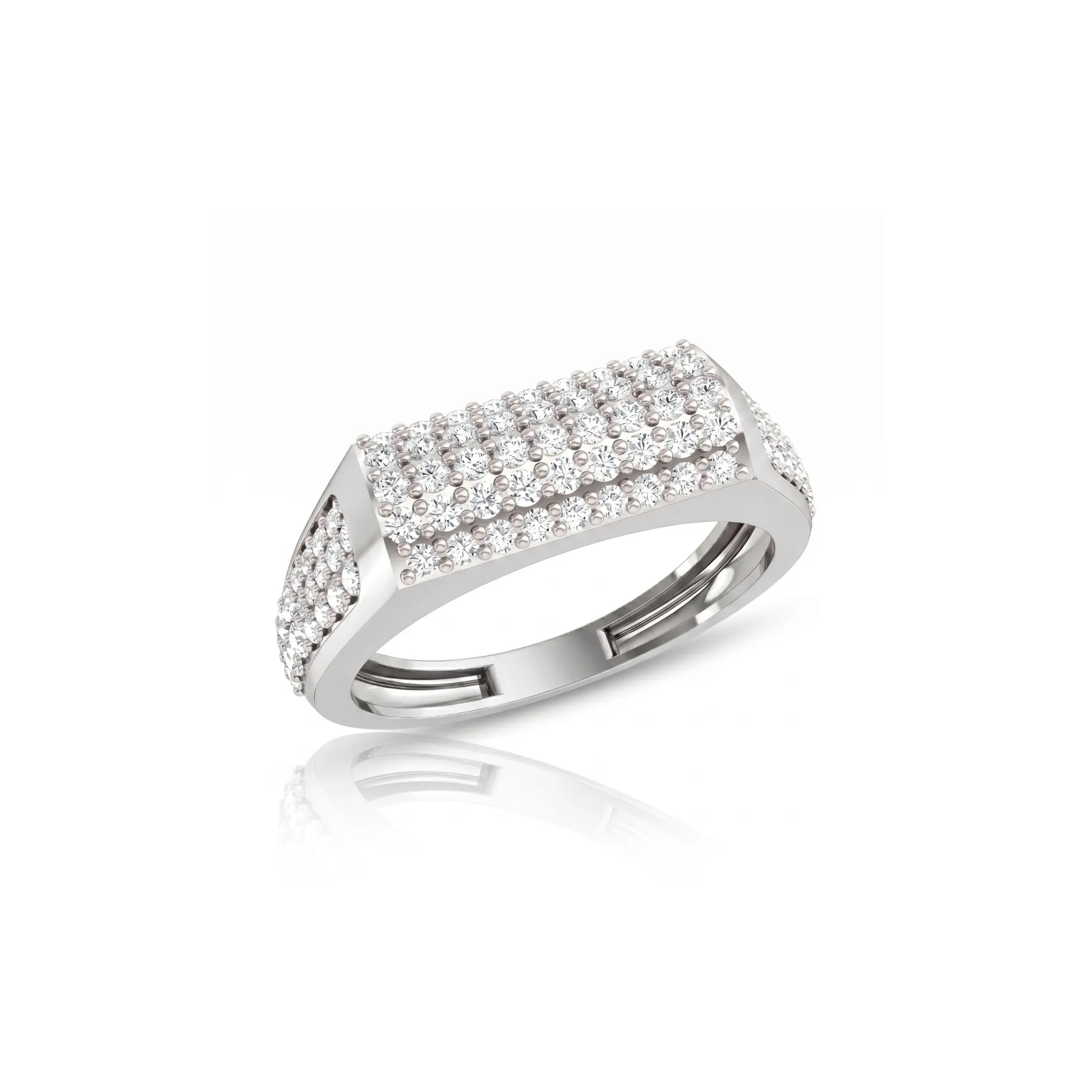 925 sterling silver diamond studded ring for men rectangular design