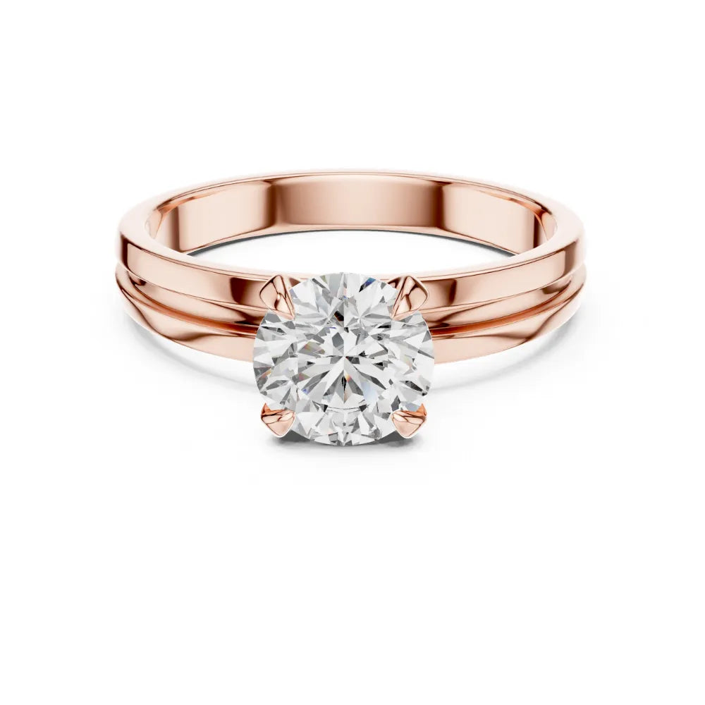 Elegant Grooved Solitaire Ring in 925 Sterling Silver | ORYNIO