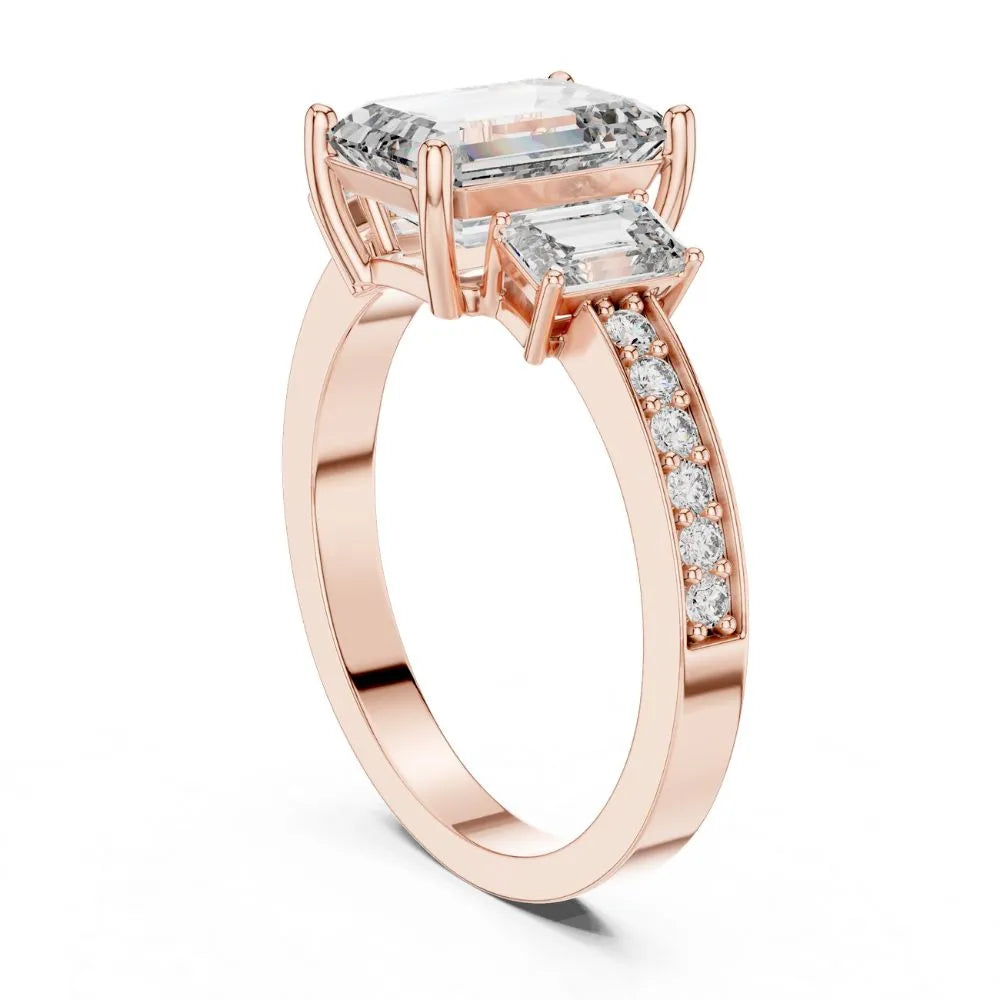 Orynio ORYNIO Imperial Emerald Three Stone Engagement Ring in 925 Sterling Silver 92.5 silver jewellery
