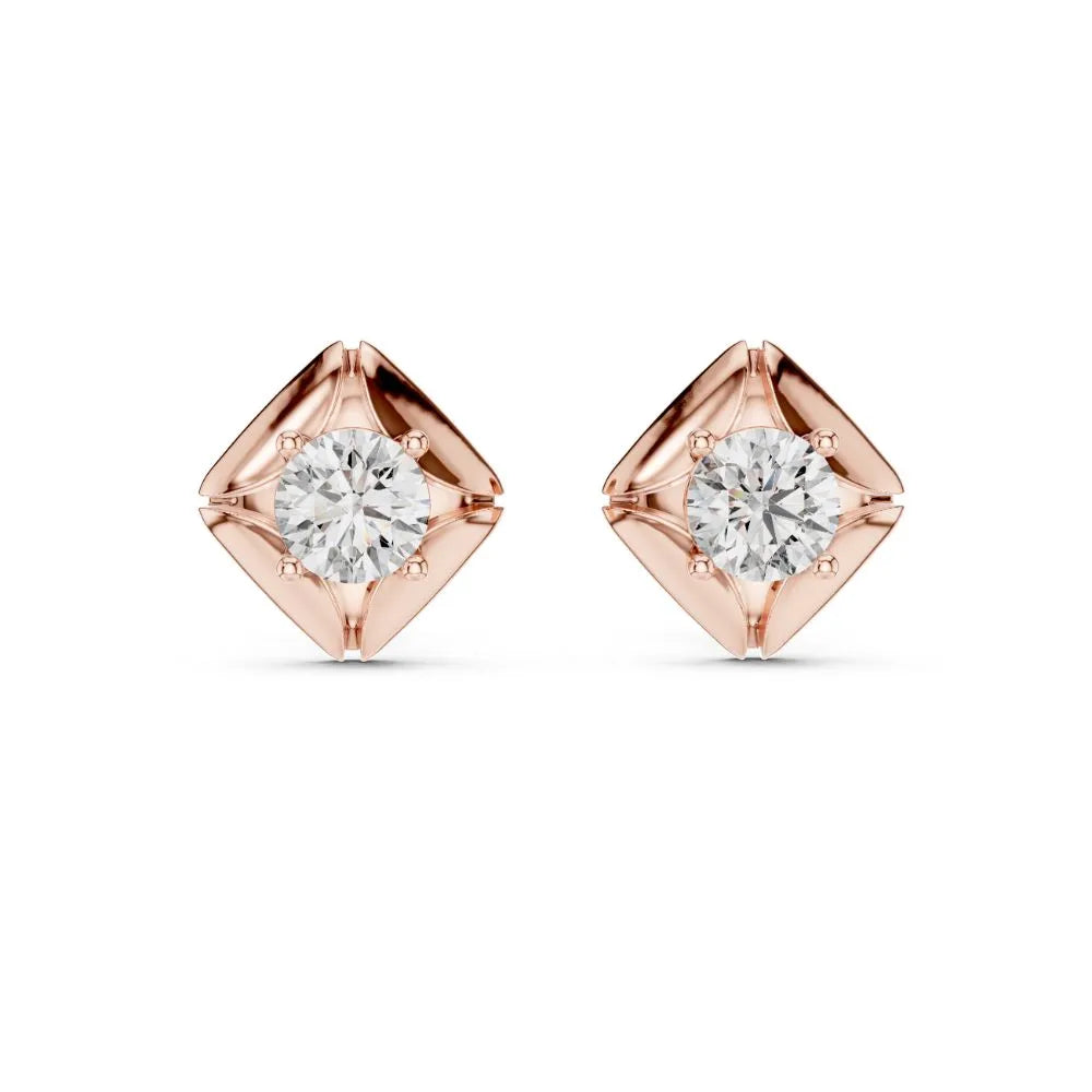 ORYNIO Sculptural Geometric Solitaire Stud Earrings in 925 Sterling Silver
