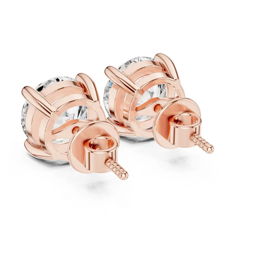 ORYNIO Double Gallery Round Solitaire Stud Earrings in 925 Sterling Silver