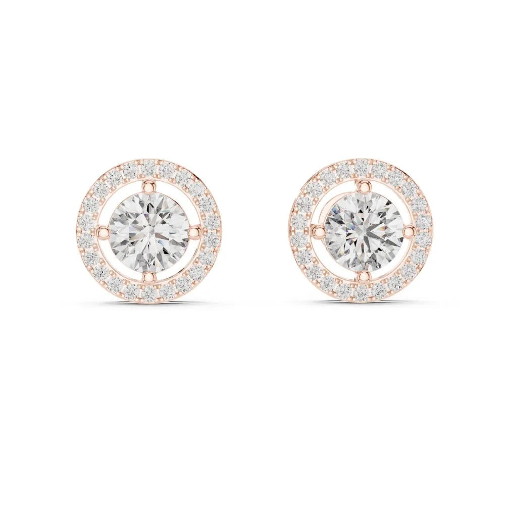 ORYNIO Aurelia Radiant Halo Stud Earrings in 925 Sterling Silver