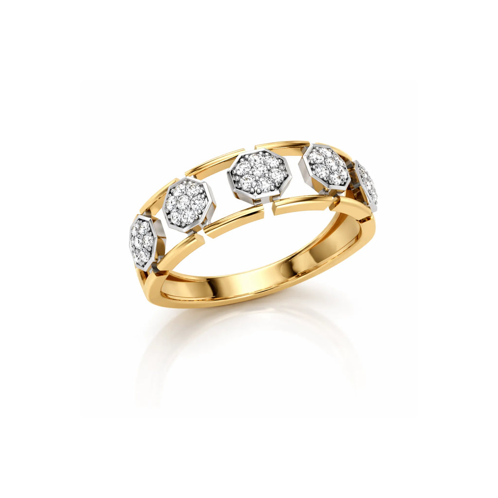 Hexagon Diamond Band Ring