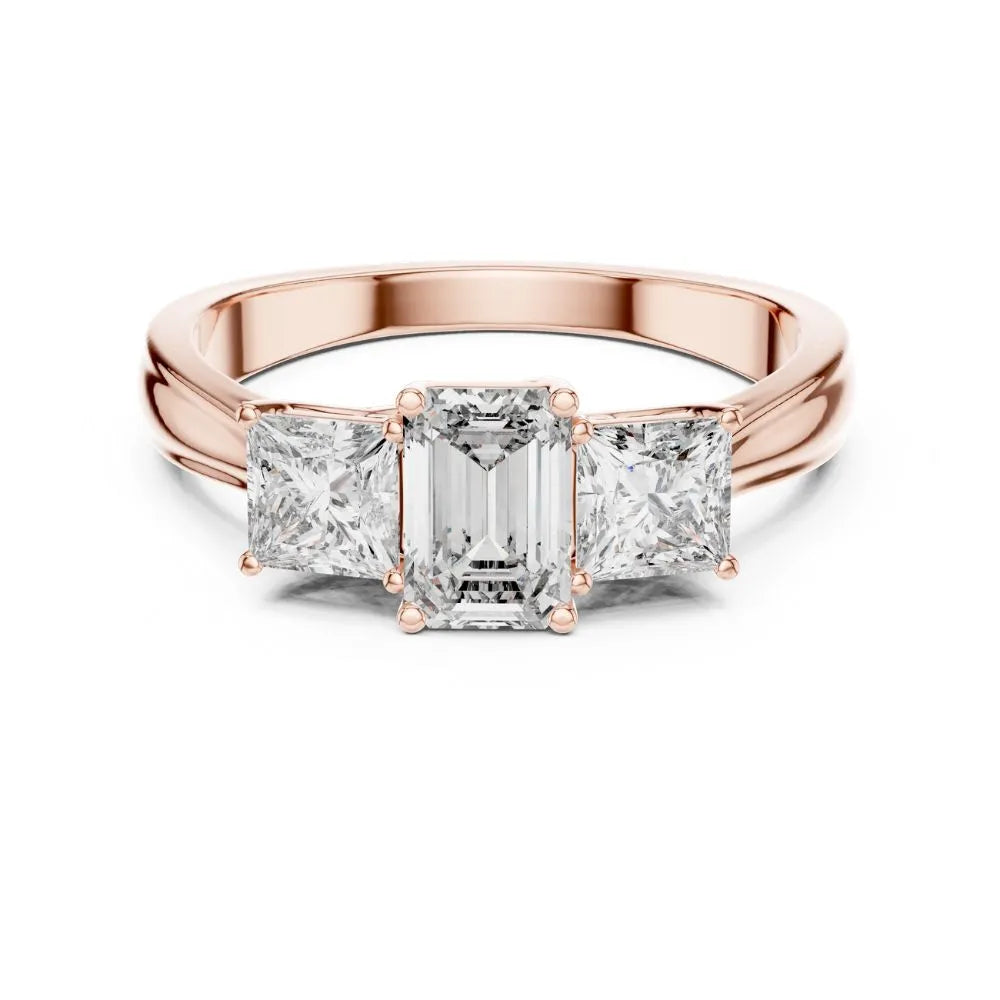 Orynio ORYNIO Imperial Emerald Three Stone Ring in 925 Sterling Silver 92.5 silver jewellery
