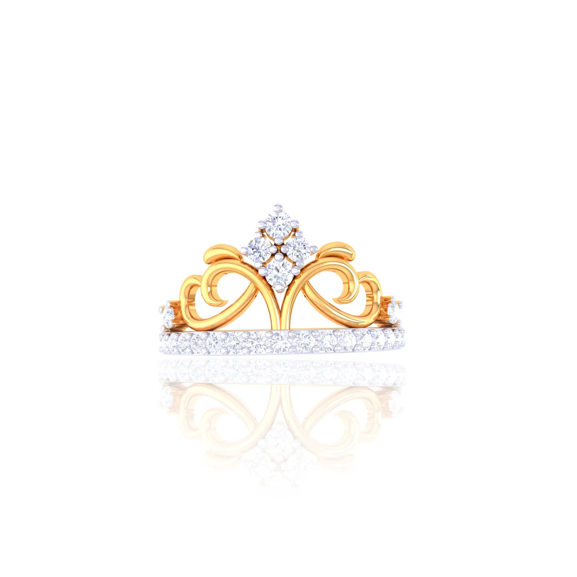 92.5 Sterling Silver Tiara-Inspired Ring with CZ Stones