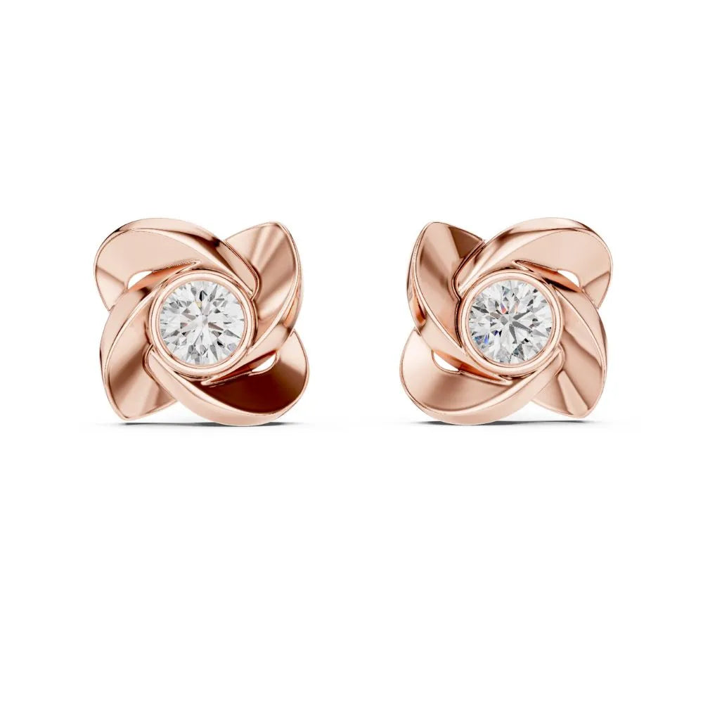 ORYNIO Sculptural Swirl Petal Stud Earrings in 925 Sterling Silver