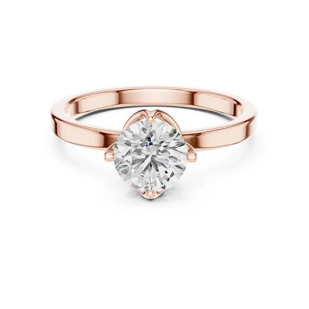 Petal Prong Solitaire Ring in 925 Sterling Silver | ORYNIO