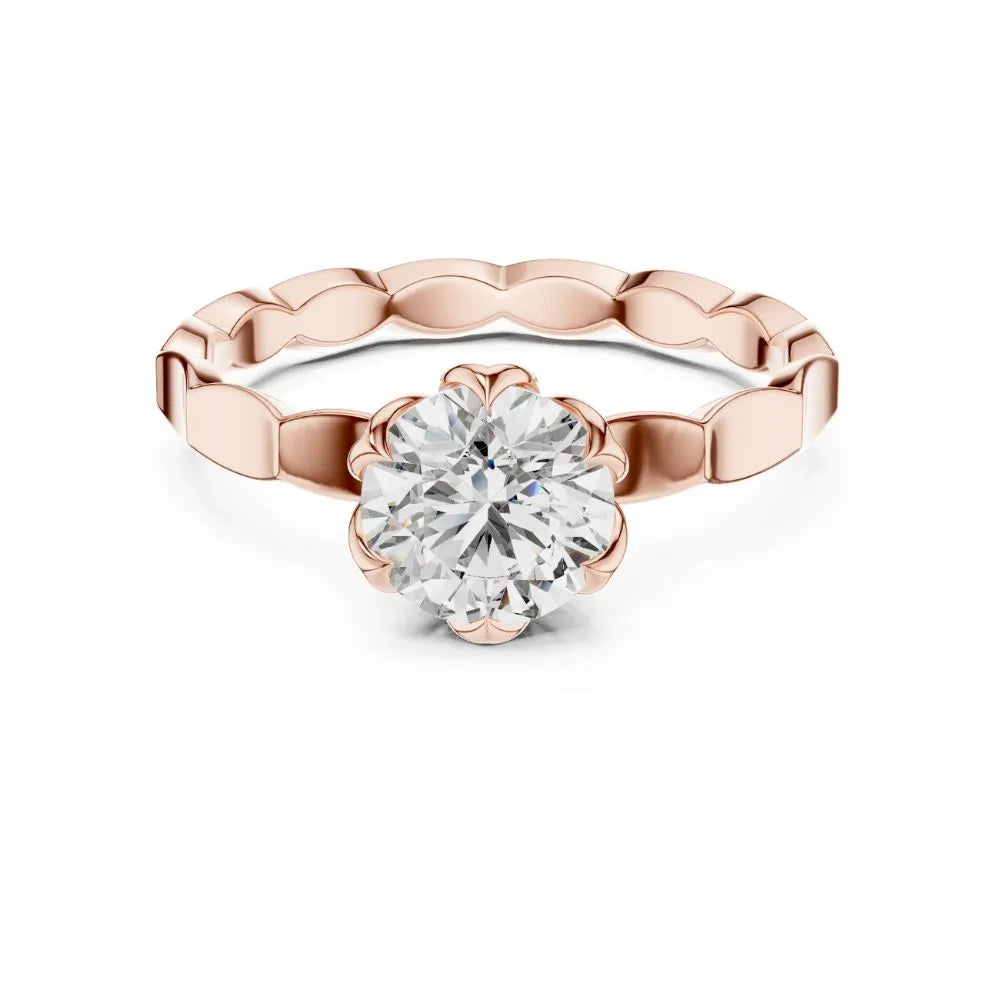 Floral Heart Solitaire Ring in 925 Sterling Silver | ORYNIO