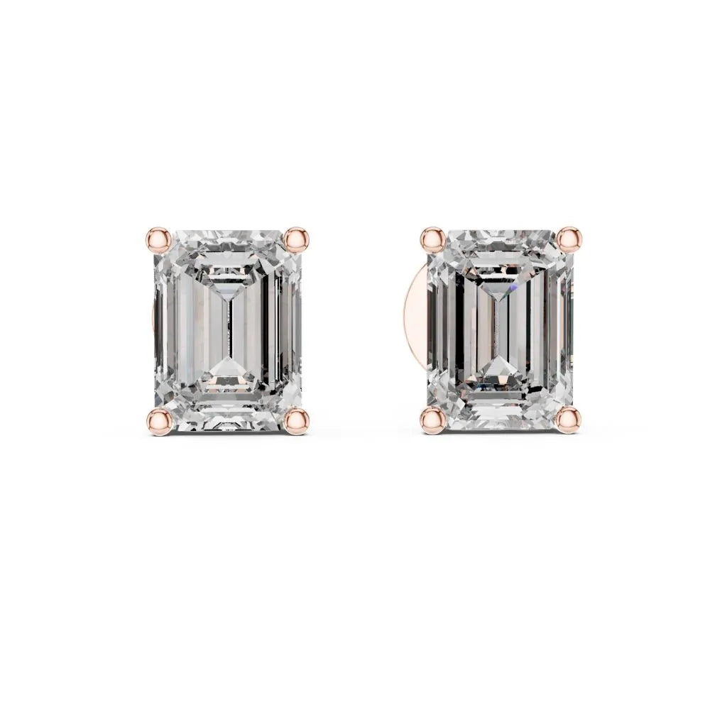 ORYNIO Emerald Cut Solitaire Stud Earrings in 925 Sterling Silver