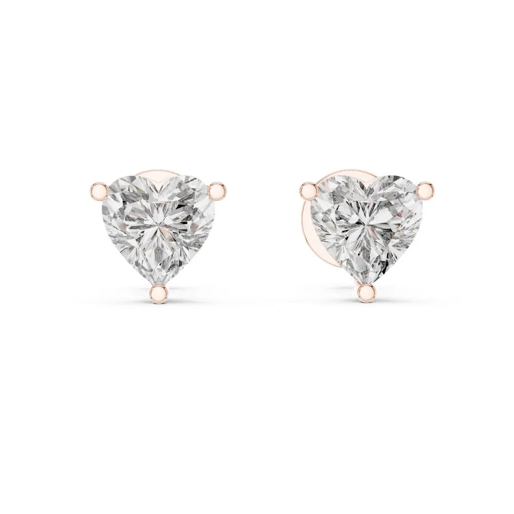 ORYNIO Heart Cut Solitaire Stud Earrings in 925 Sterling Silver
